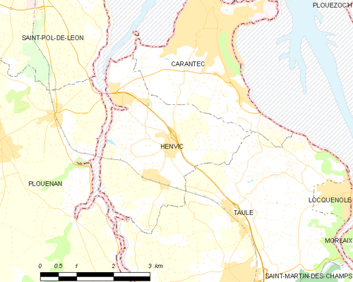 Carte de la commune de Henvic.